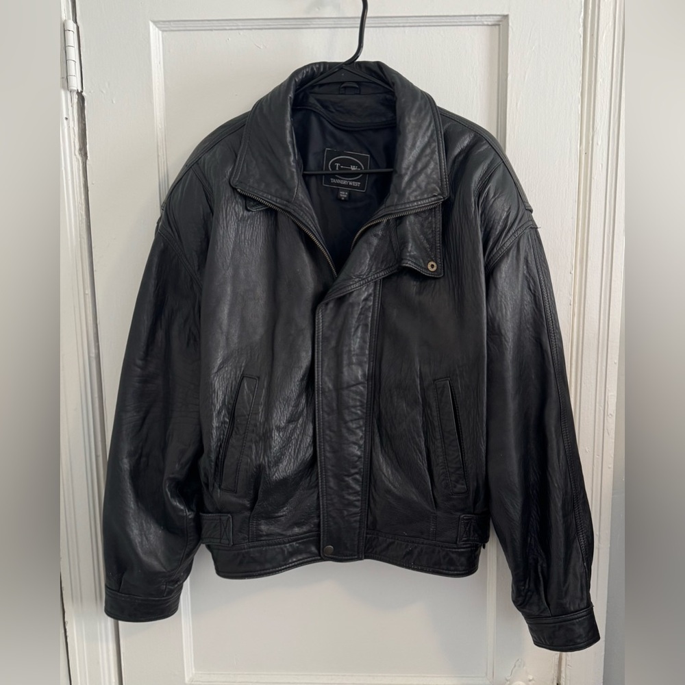 Tannery West Men's Black Leather Jacket - Classic Vintage Look